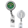 24" Cord Round Matte Solid Metal Retractable Badge Reel and Badge Holder (Overseas)